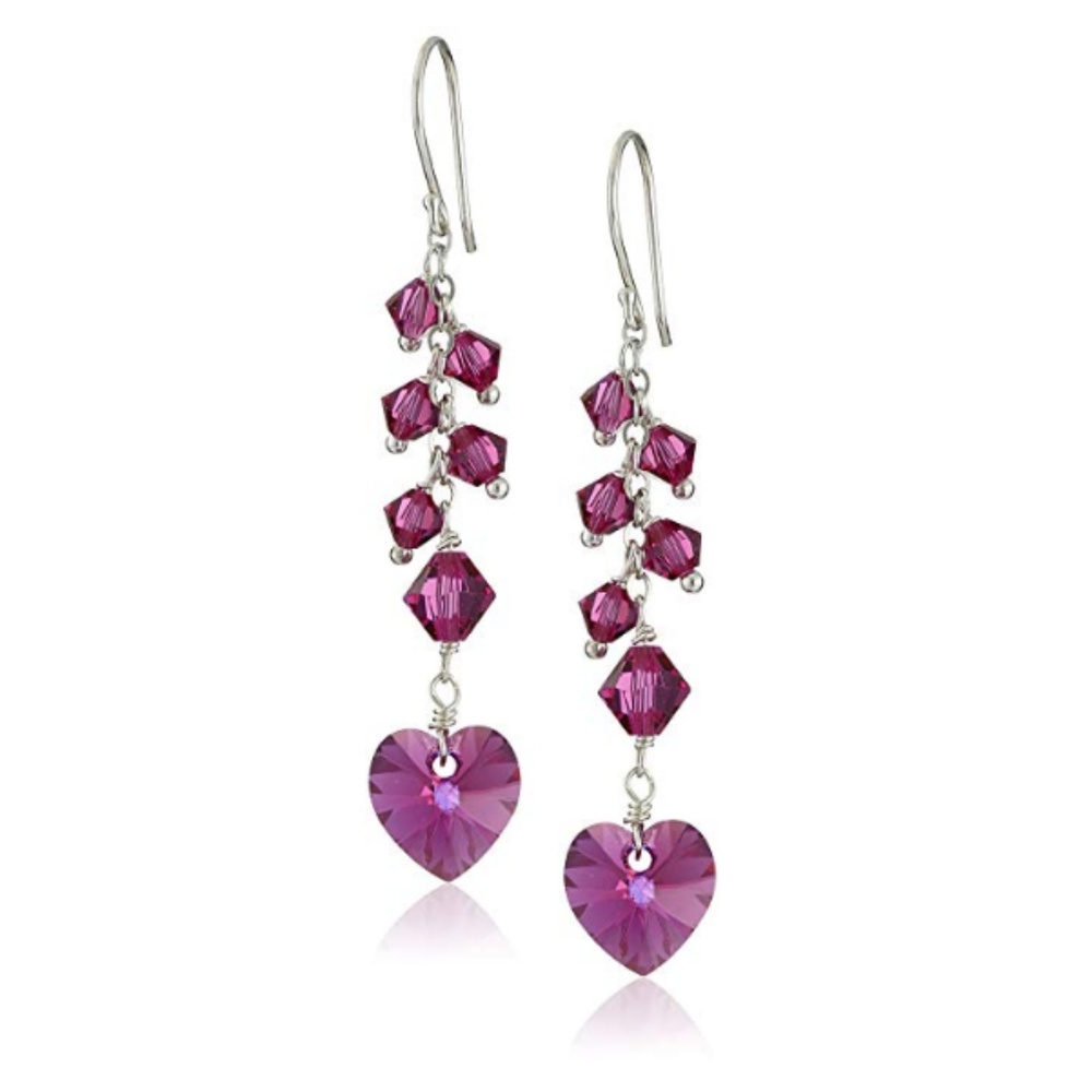 Swarovski Elements Crystal Heart Bicone Earrings